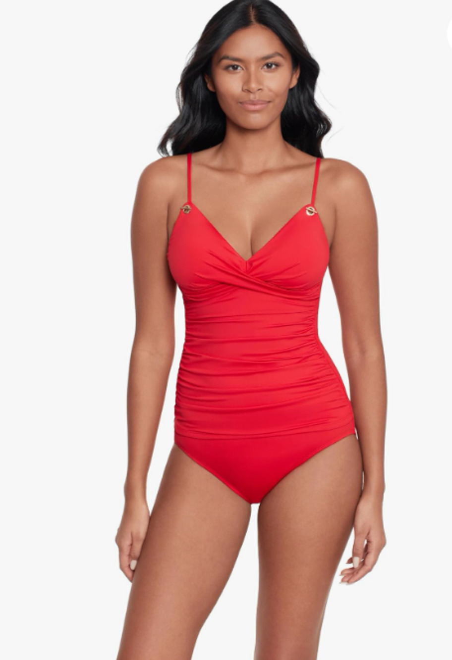 LAUREN RALPH LAUREN Toggle Underwire Tankini Top Size 10 Red Beach Club NWT
